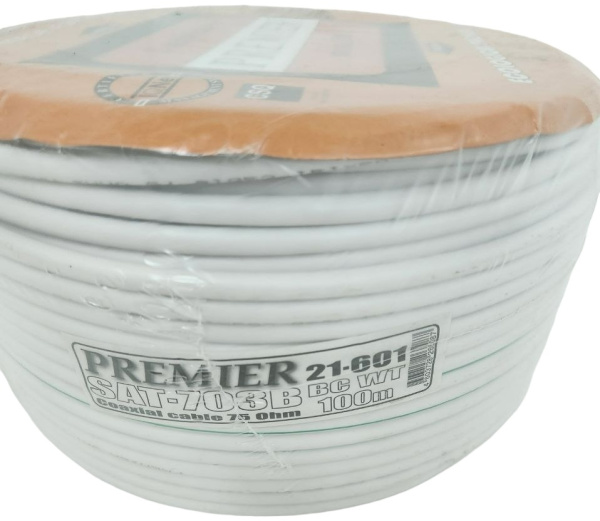 Кабель Premier SAT-703B BC WT 100м. белый (21-601 100)