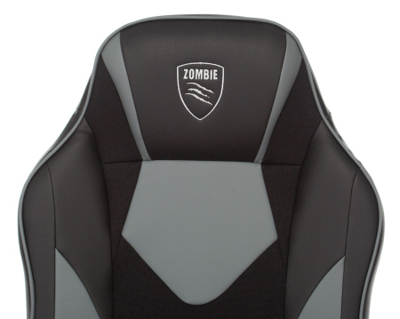 Кресло игровое Zombie GAME 17 черный/серый текстиль/эко.кожа крестов. пластик