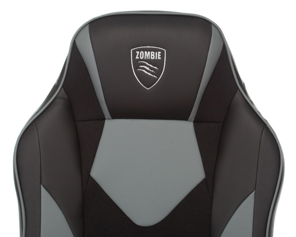 Кресло игровое Zombie GAME 17 черный/серый текстиль/эко.кожа крестов. пластик