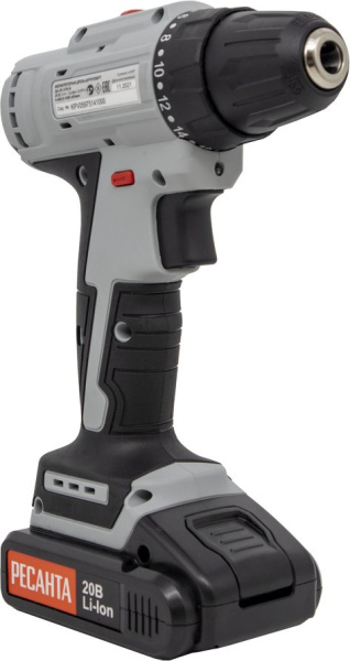 Дрель-шуруповерт Ресанта ДА-20-2ЛК-Б аккум. патрон:быстрозажимной (кейс в комплекте) (75/14/10)