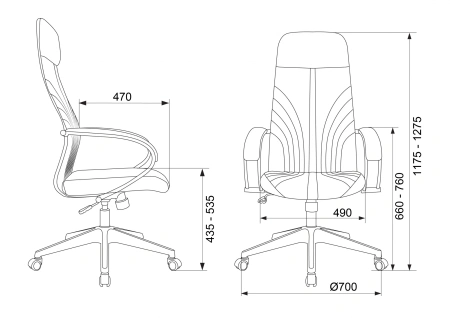 Кресло руководителя Бюрократ CH-610 Fabric серо-голубой Light-28 крестов. пластик