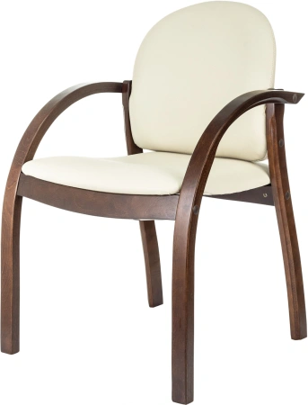 Стул Бюрократ ДЖУНО светло-бежевый эко.кожа на ножках дерево