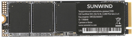 Накопитель SSD SunWind PCI-E 3.0 x4 256Gb SWSSD256GN3T NV3 M.2 2280
