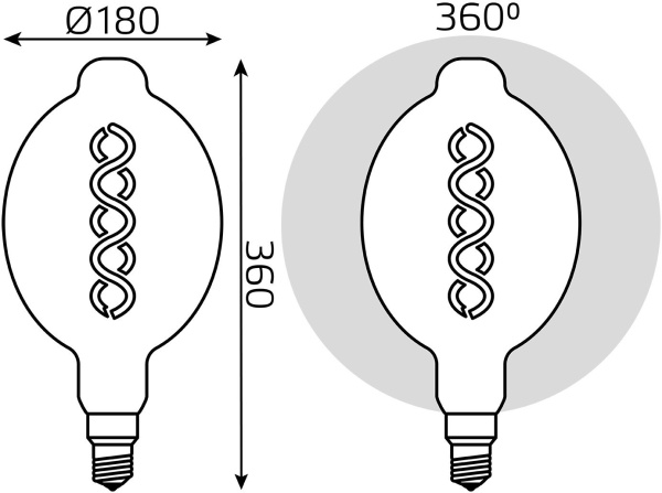 Лампа филам. Gauss Filament Vintage 8Вт цок.:E27 шар 220B 2400K св.свеч.бел.теп. (упак.:1шт) (152802008)