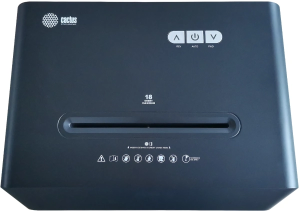 Шредер Cactus CS-SH-G9 черный (секр.P-4) фрагменты 18лист. 30лтр. скрепки скобы пл.карты CD