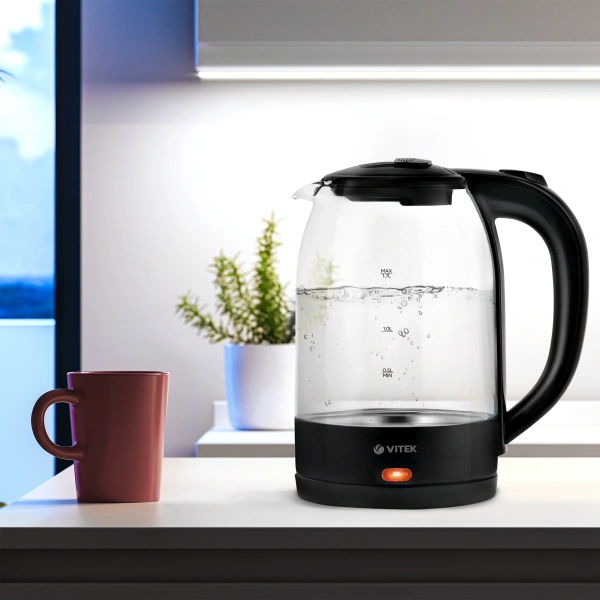 Чайник электрический Vitek VT-7092 1.7л. 2200Вт прозрачный корпус: стекло