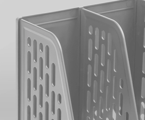 Лоток вертикальный Deli E9849 GREY E9849 4отд. сборный для бумаг 325x320x275мм серый пластик пластиковый пакет