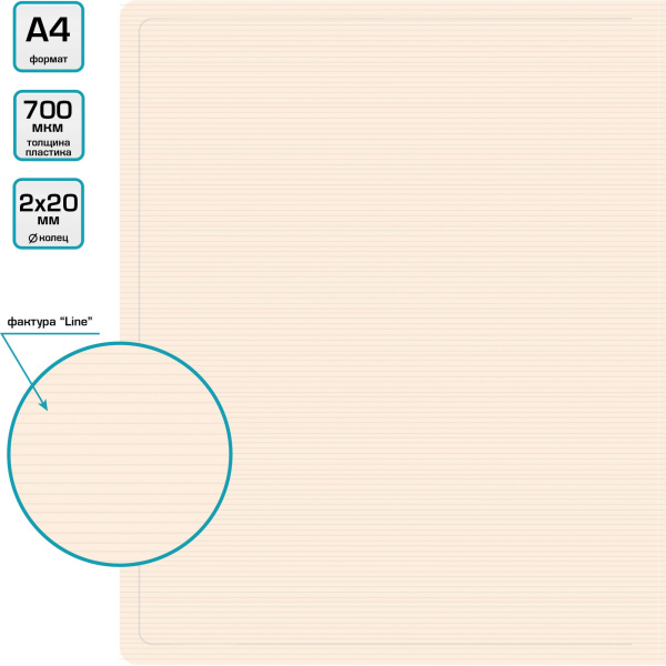 Папка на 2-х кольцах Бюрократ DeLuxe DL0740/2MILK A4 пластик 0.7мм кор.32мм молочный