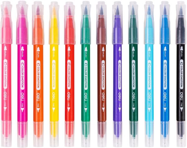Фломастеры Deli EC151-12 Color Emotion 12цв. пластиковая коробка (12шт.)