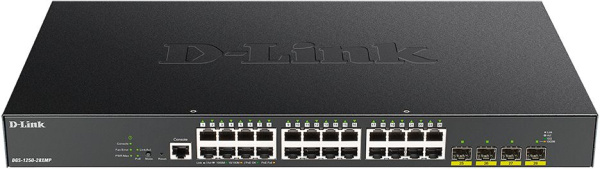 Коммутатор D-Link DGS-1250-28XMP/A1A 24G 4SFP+ 24PoE 370W управляемый
