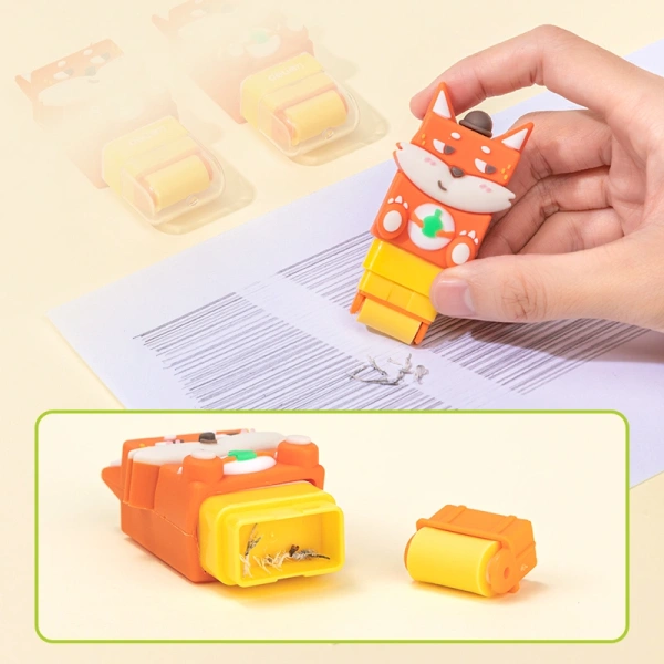 Ластик Deli VP155 лиса 150x89x28мм ПВХ ассорти липкий ролик