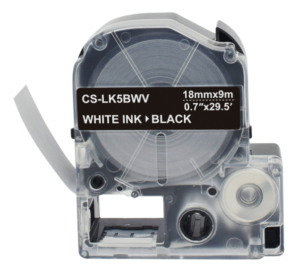 Картридж ленточный Cactus CS-LK5BWV LK-5BWV белый на черном 18x9 для Epson LW400/LW700/LW600P/LW1000P/K400/Z700/Z900