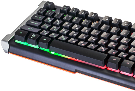 Клавиатура Оклик 717G BLACK DEATH черный/серый USB Multimedia for gamer LED