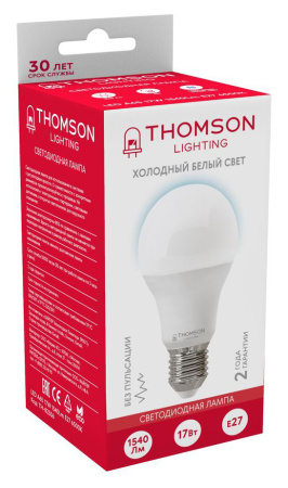 Лампа светодиодная Thomson TH-B2306 17Вт цок.:E27 груша 220B 6500K св.свеч.бел.хол. A (упак.:1шт)