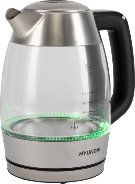 Чайник электрический Hyundai HYK-G9408 1.9л. 2200Вт черный/серебристый корпус: стекло