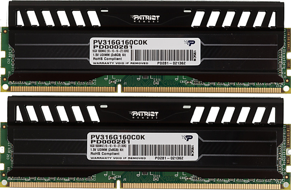 Память DDR3 2x8Gb 1600MHz Patriot PV316G160C0K Viper 3 RTL PC3-12800 CL10 DIMM 240-pin 1.5В dual rank с радиатором Ret