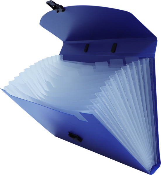 Портфель Бюрократ -BPP13BLUE 13 отдел. A4 пластик 0.7мм синий