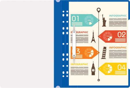 Папка-скоросшиватель Бюрократ PS-P20BLU A4 прозрач.верх.лист боков.перф. пластик синий