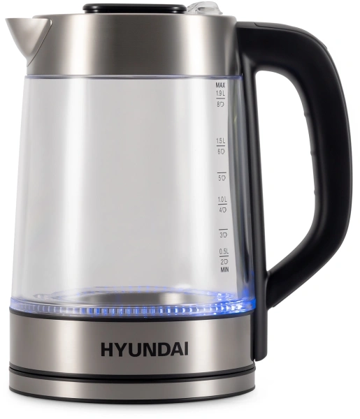 Чайник Hyundai HYK-G4015 1.7л. 2200Вт черный/серебристый (стекло)