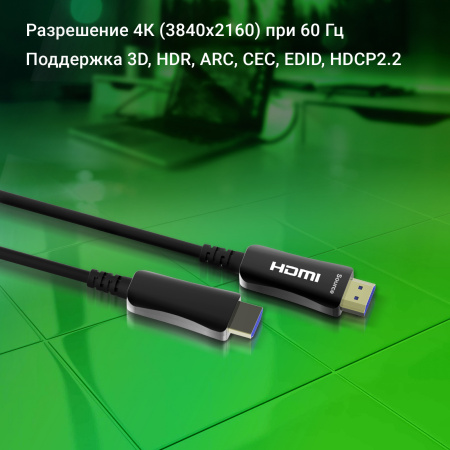 Кабель аудио-видео Digma HDMI 2.0 AOC HDMI (m)/HDMI (m) 30м. позолоч.конт. черный (BHP AOC 2.0-30)