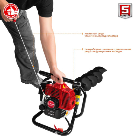Мотобур Зубр МБ1-200 Н бытовой 2-х такт. 1800Вт 2.45л.с. 52см3 8800об/мин (бур в компл.)