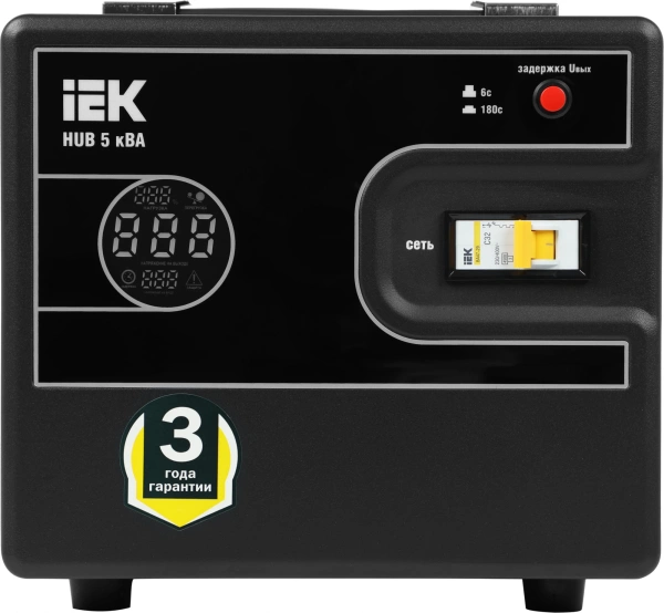 Стабилизатор напряжения IEK Hub 5кВА однофазный черный (IVS21-1-005-13)