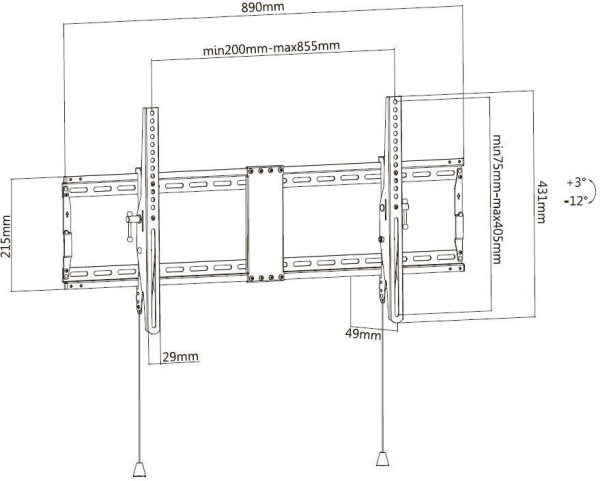 Кронштейн для телевизора Ultramounts UM840T черный 43"-90" макс.70кг настенный наклон