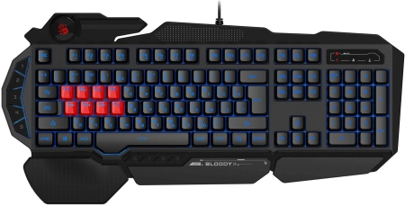 Клавиатура A4Tech Bloody B318 черный USB Multimedia for gamer LED (подставка для запястий)