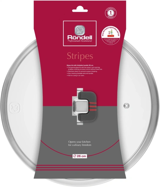 Крышка Rondell Stripes RDA-1621 d=26см крыш.прозрачный руч.серая