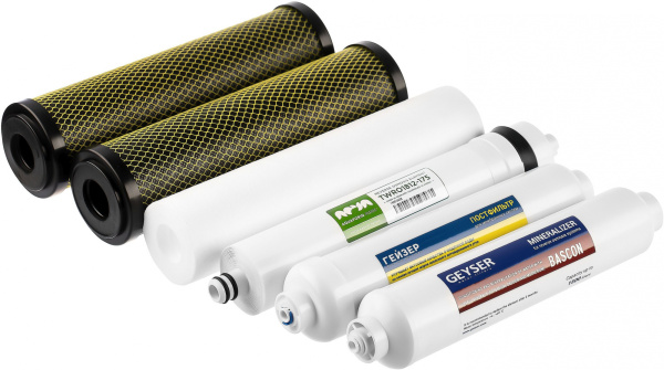 Комплект картриджей Гейзер Премиум для систем обратного осмоса ресурс:10000л (упак.:6шт)