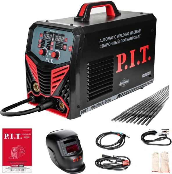 Сварочный полуавтомат P.I.T. PMIG220-C2 ММА 7.5кВт (кейс в комплекте)