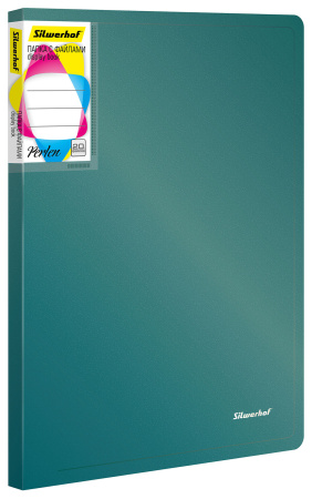 Папка с 20 прозр.вклад. Silwerhof Perlen 292921-75 A4 0.8мм карман зеленый металлик