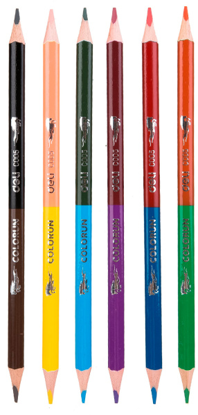 Карандаши цв. Deli EC00500 ColoRun двухцвет. липа 12цв. коробка/европод. (6шт)