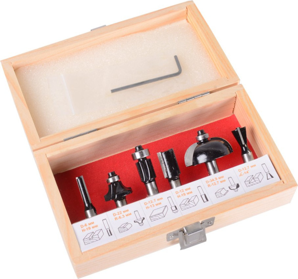 Набор фрез по дер. Вихрь 73/10/6/20 d(посад.)=8мм (фрезеры) (упак.:6шт)