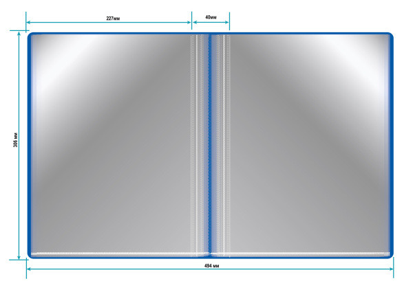 Папка с 100 прозр.вклад. Бюрократ -BPVN100BLUE A4 пластик 0.8мм торц.карм с бум. встав синий