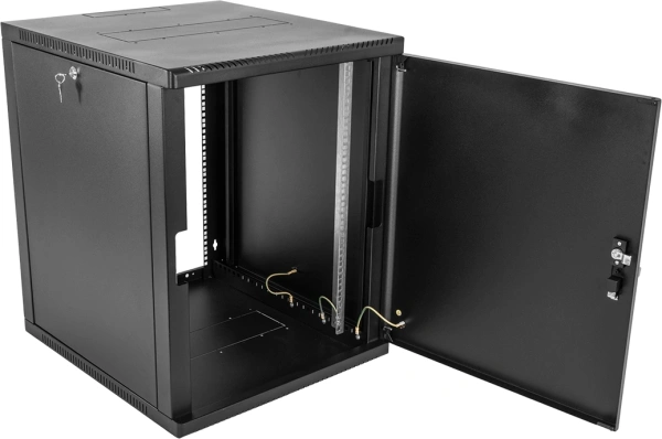 Шкаф коммутационный ЦМО (ШРН-12.650.1-9005) настенный 12U 600x658мм пер.дв.металл 200кг черный 600мм 180град.