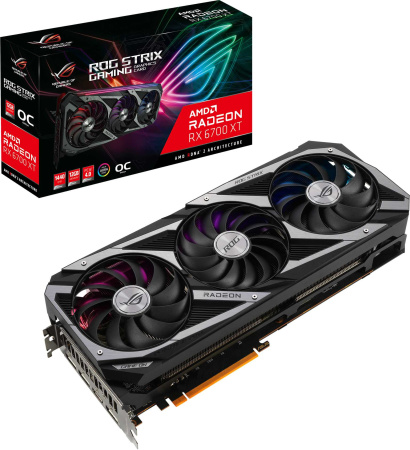 Видеокарта Asus PCI-E 4.0 ROG-STRIX-RX6700XT-O12G-GAMING AMD Radeon RX 6700XT 12288Mb 192 GDDR6 2548/16000 HDMIx1 DPx3 HDCP Ret