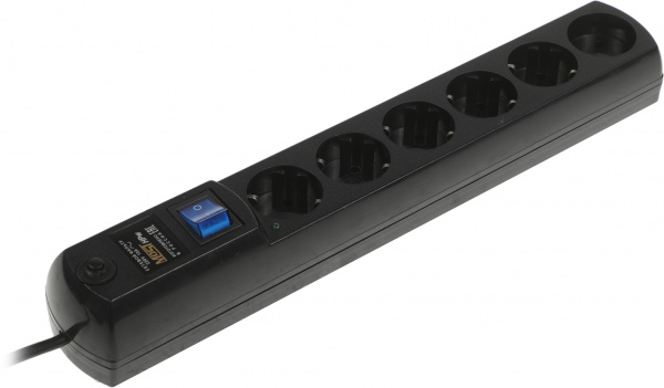 Сетевой фильтр Most HPw 5м (6 розеток) черный (коробка)