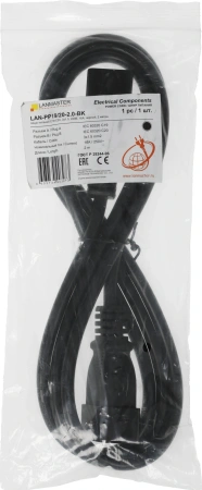 Шнур питания Lanmaster LAN-PP19/20-2.0-BK C19-C20 проводник.:3x1.5мм2 2м 220В 16А черный