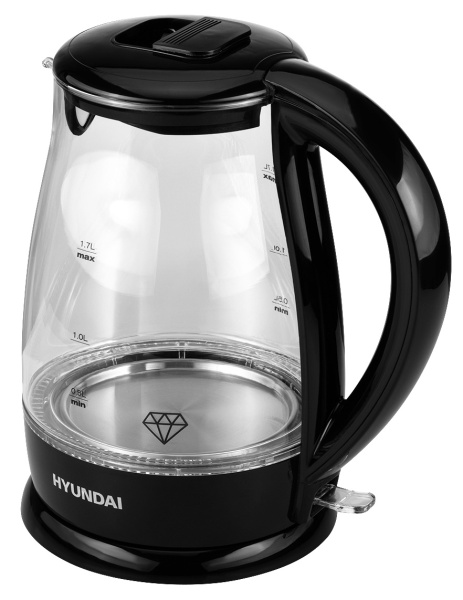Чайник электрический Hyundai HYK-G2011 1.7л. 2200Вт черный (корпус: стекло)
