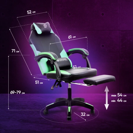 Кресло игровое Оклик Cooldown черный/зеленый сиденье черный/зеленый искусст.кожа/сетка с подголов. к