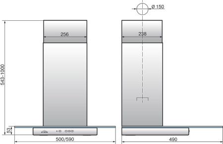 Вытяжка каминная Elikor Кристалл 50Н-430-К3Д нержавеющая сталь/тонированное стекло управление: кнопочное (1 мотор)