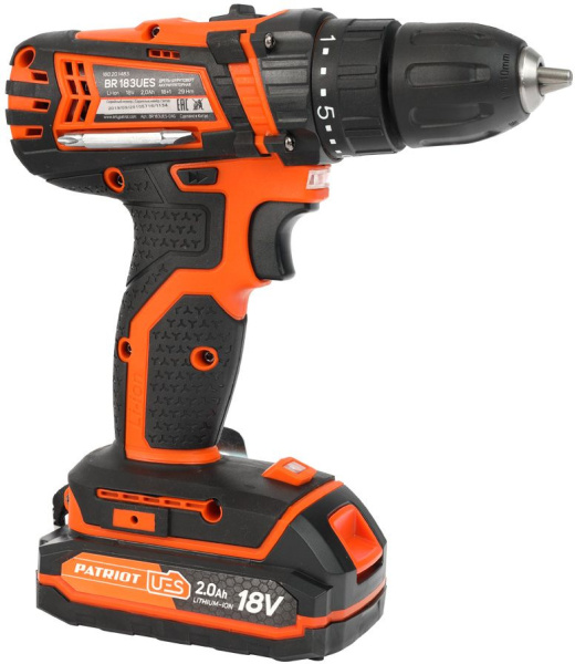 Дрель-шуруповерт Patriot BR 183UES аккум. патрон:быстрозажимной (кейс в комплекте) (180201483)