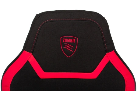 Кресло игровое Zombie 10 черный/красный текстиль/эко.кожа крестов. пластик