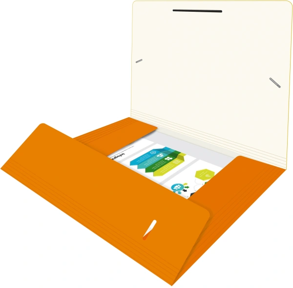 Папка на резинке Бюрократ Double Neon DNE510ORBL A4 пластик кор.30мм 0.5мм оранжевый/черный