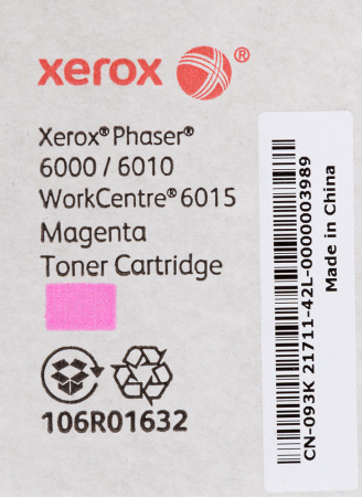 Картридж лазерный Xerox 106R01632 пурпурный (1000стр.) для Xerox Ph 6000/6010N/WC 6015