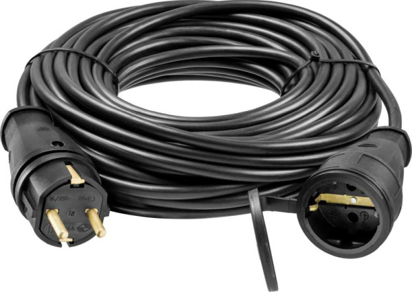 Удлинитель силовой Stayer 55026-20 3x1.5кв.мм 1розет. 20м КГ без катушки черный