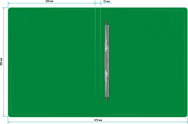 Папка метал.пруж.скоросш. Бюрократ -PZ05PGREEN A4 пластик 0.5мм торц.наклейка зеленый