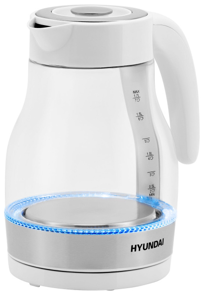 Чайник электрический Hyundai HYK-G3802 1.7л. 2200Вт белый/серебристый (корпус: стекло)