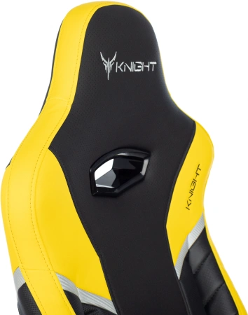 Кресло игровое Knight Thunder 5X черный/желтый эко.кожа крестов. металл